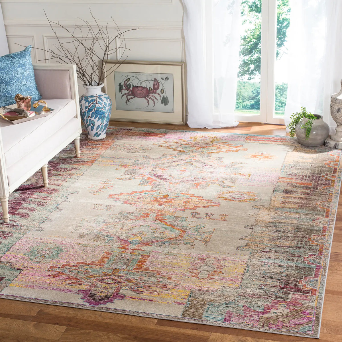 Safavieh Crystal 10'-0" x 14'-0" Rug in Light Grey / Purple