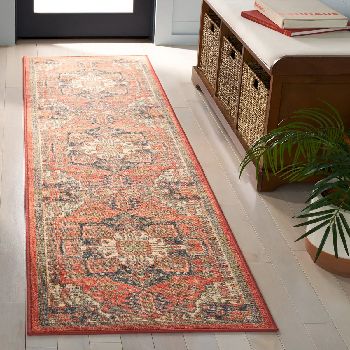 Safavieh Journey 2'-2" x 8'-0" Rug in Rust / Navy