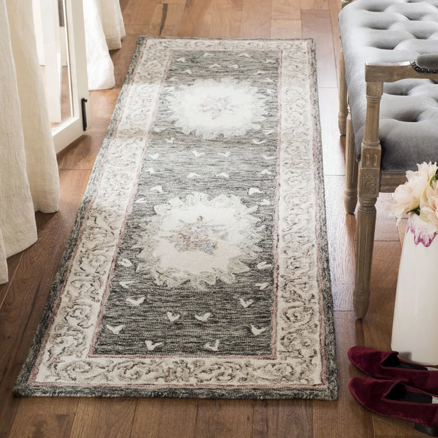 Safavieh Aubusson 2'-3" x 8'-0" Rug in Ivory / Charcoal