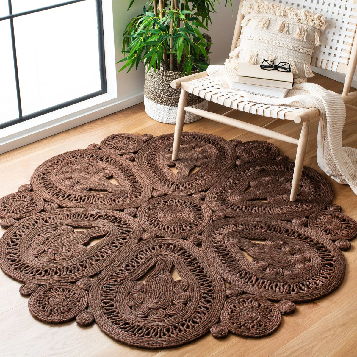 Safavieh Natural Fiber 5'-0" x 5'-0" Rug in Brown