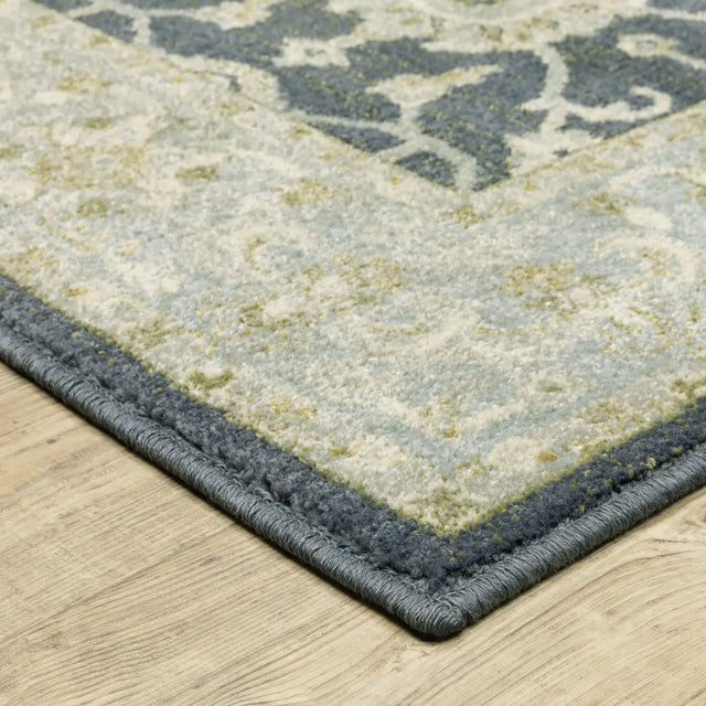Oriental Weavers Sphinx Branson Br05A Blue/ Ivory Rugs - corner detail