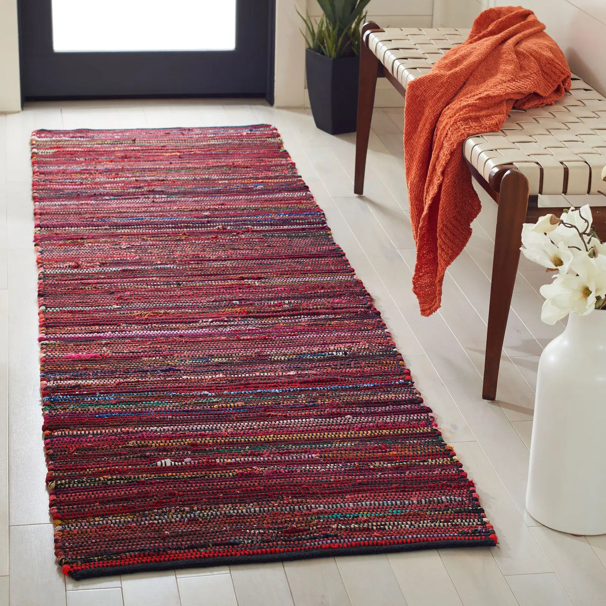 Safavieh Rag Rug 2'-3" x 8'-0" Rug in Fuchsia / Black