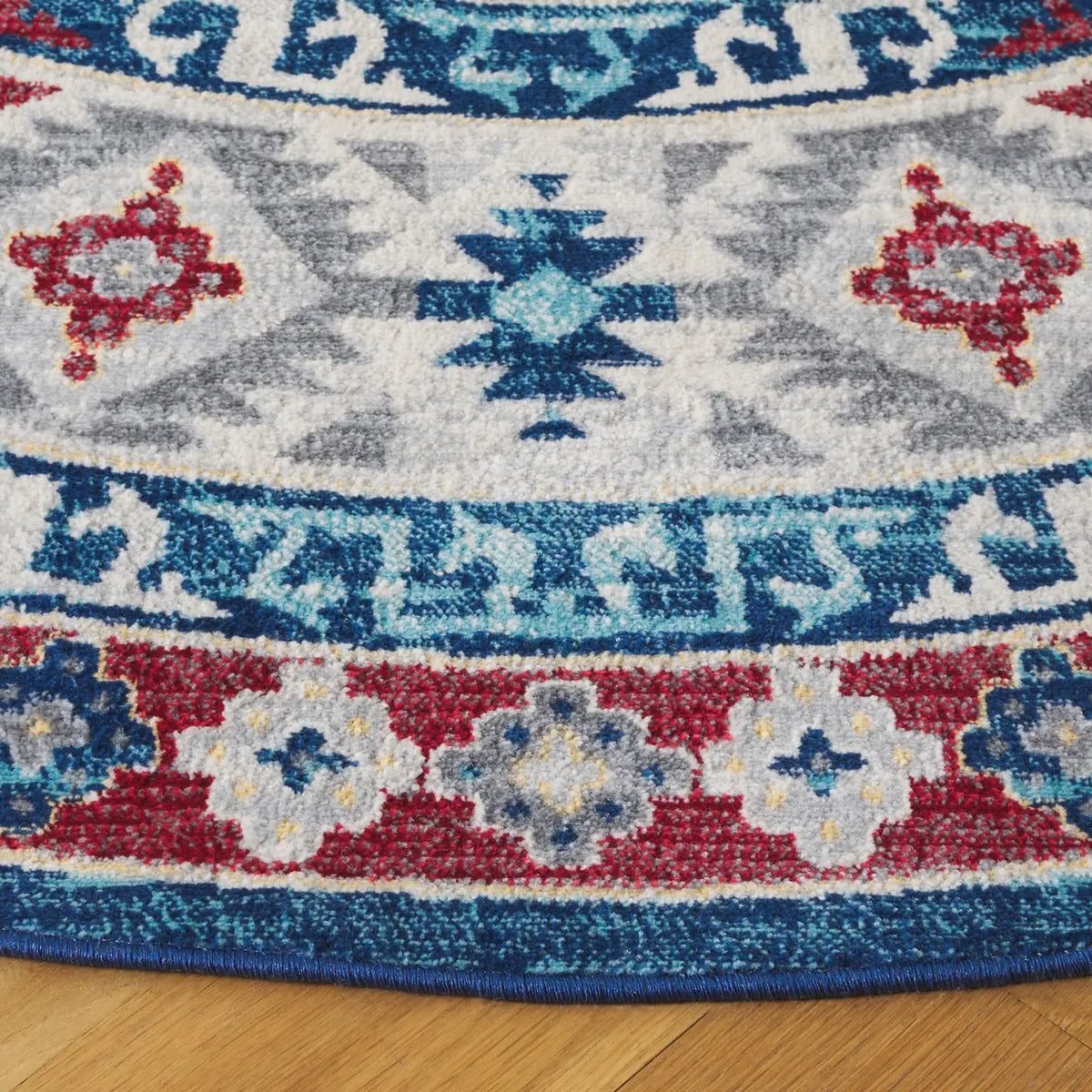 Safavieh Kazak 100 6'-7" x 6'-7" Rug in Navy / Red