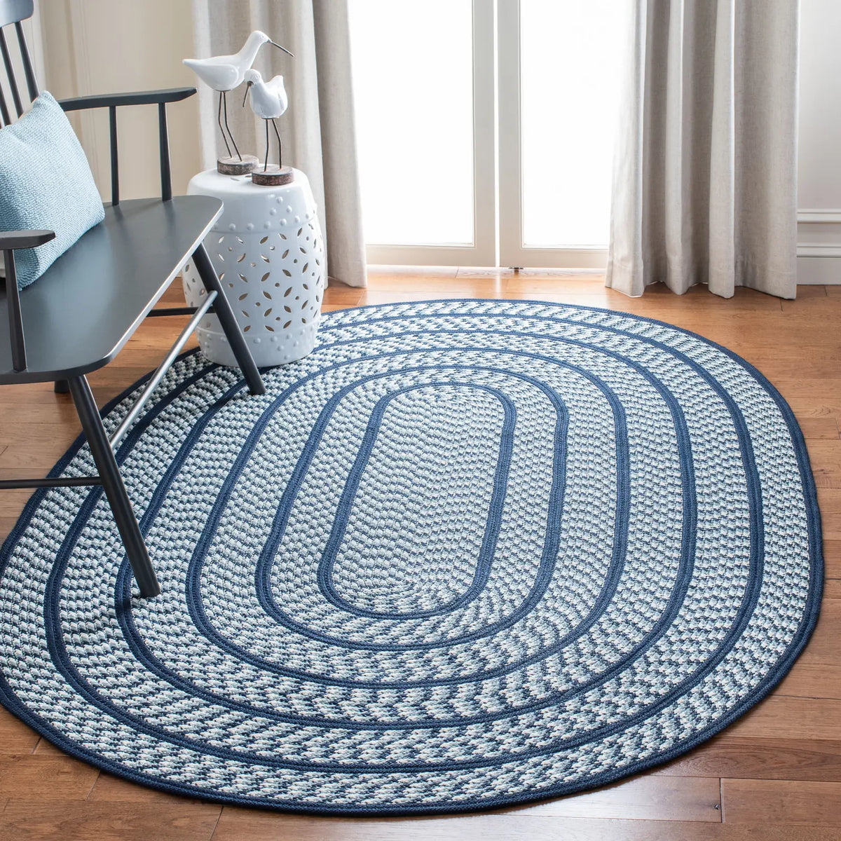 Safavieh Braided 5'-0" x 8'-0" Rug in Ivory / Navy