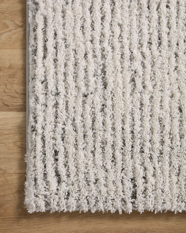 Loloi Levitt Shag Lev-02 Ivory/Grey Rug - corner on wood