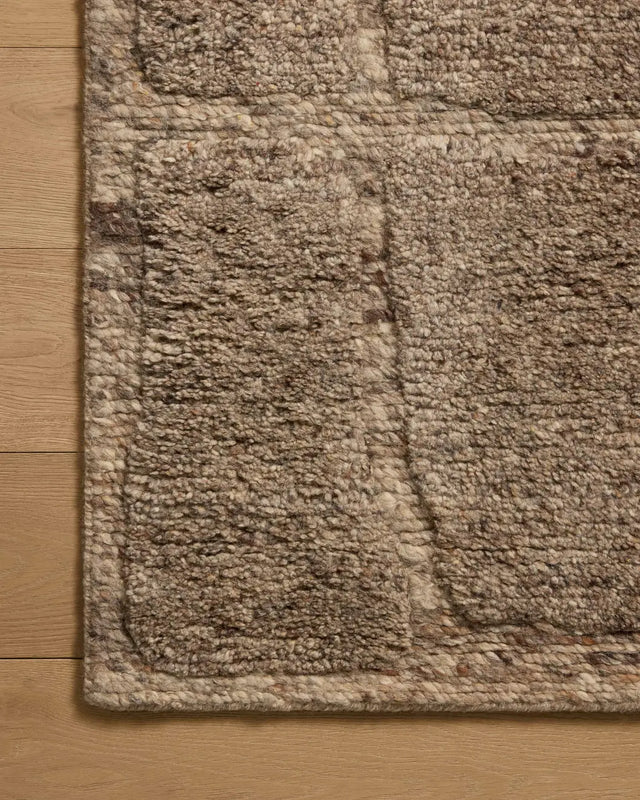 Loloi Hughes HUS-01 Taupe Rug - corner on wood