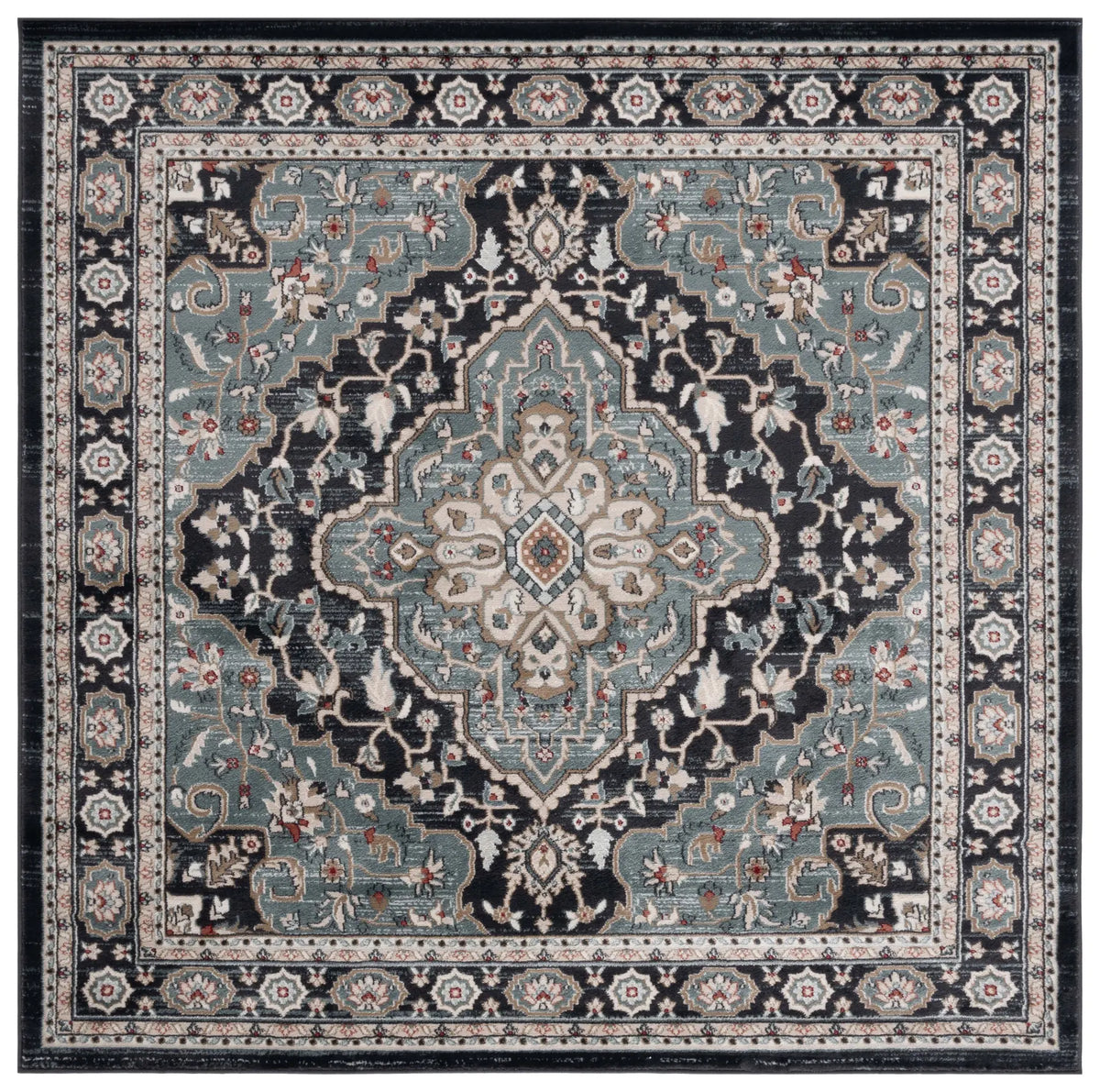Safavieh Lyndhurst 7'-0" x 7'-0" Rug in Anthracite / Teal