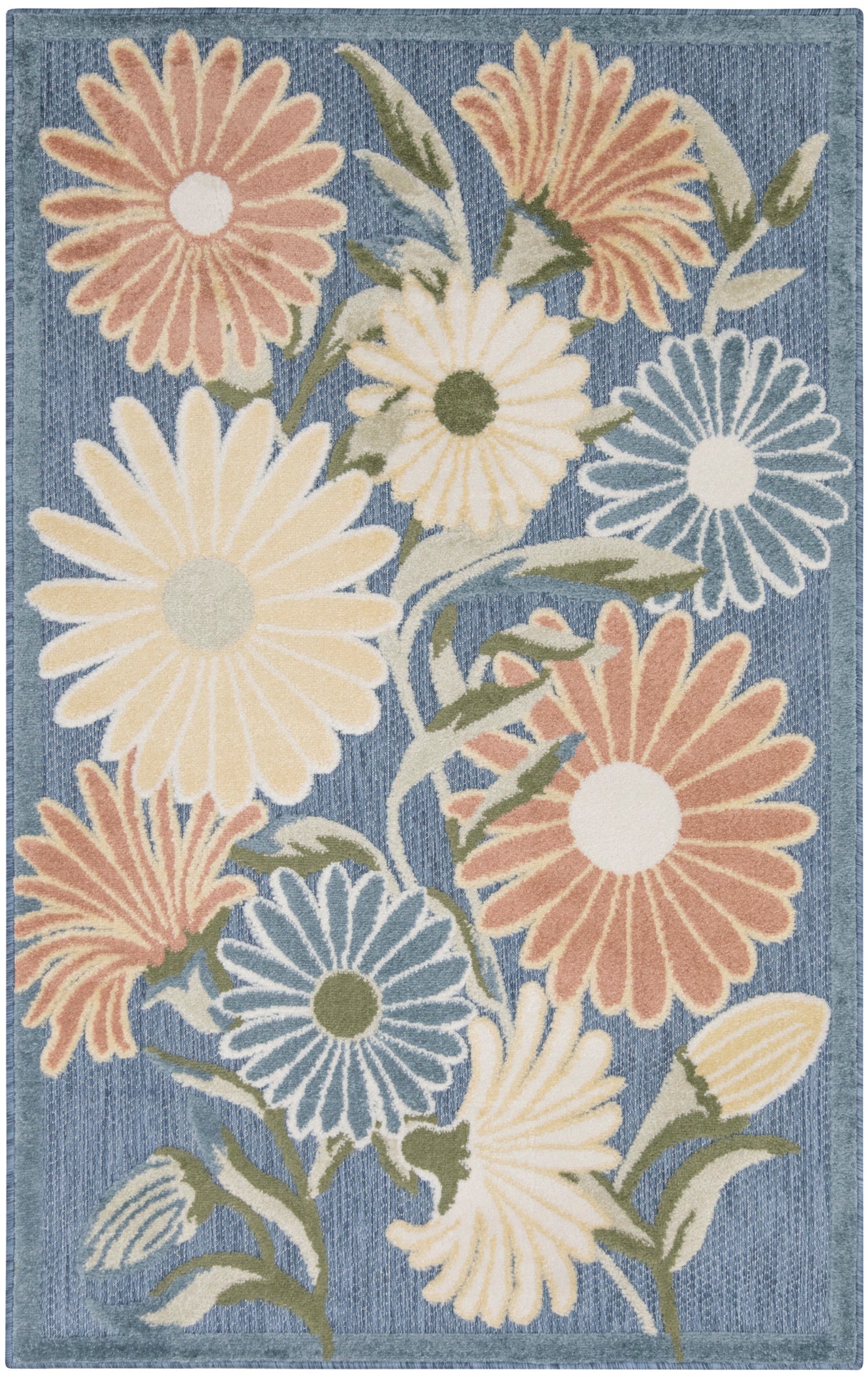 Nourison Aloha ALH33 Machine Made Blue, Sage Rug