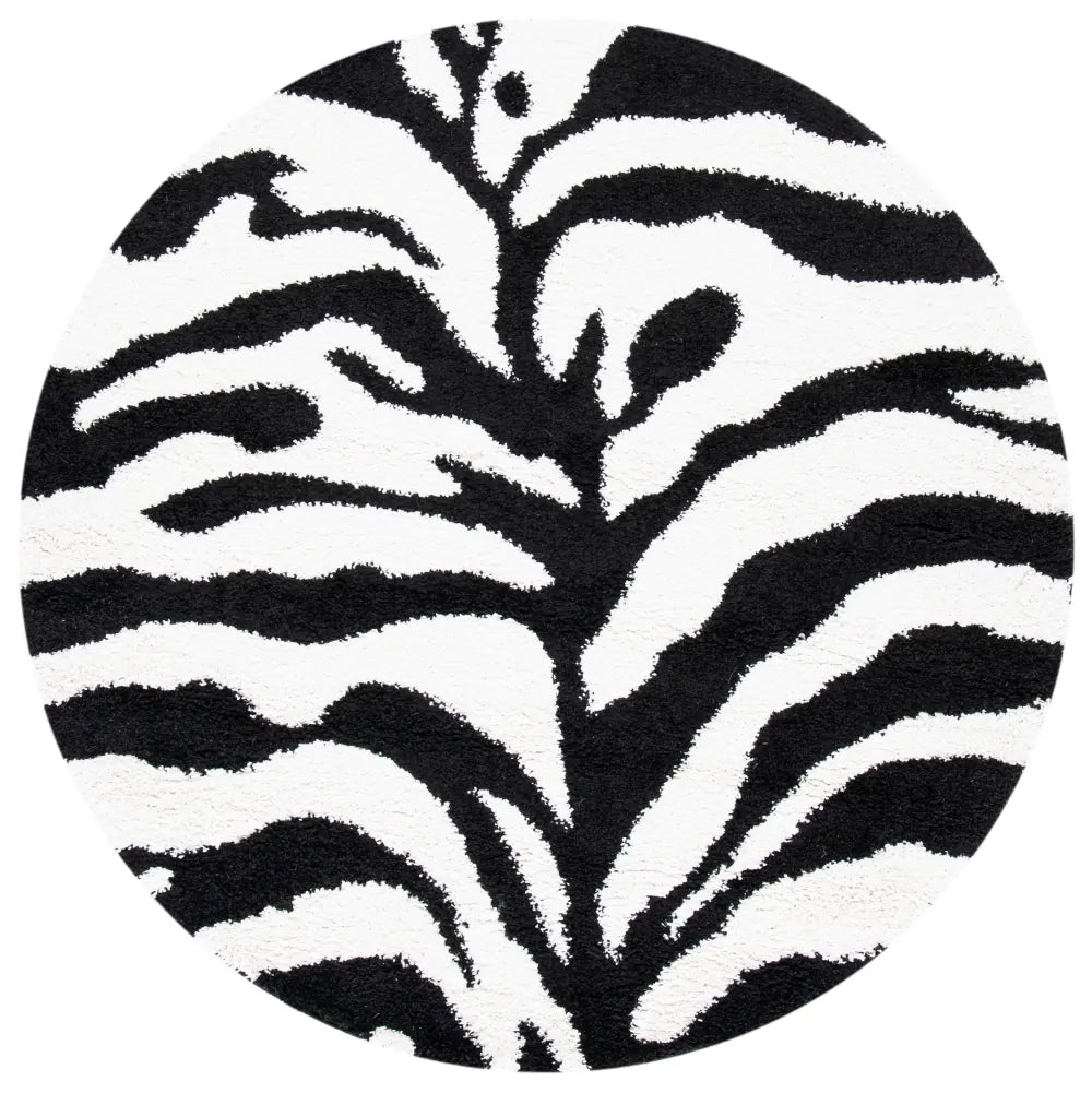 Safavieh Florida Shag 5'-0" x 5'-0" Rug in Ivory / Black