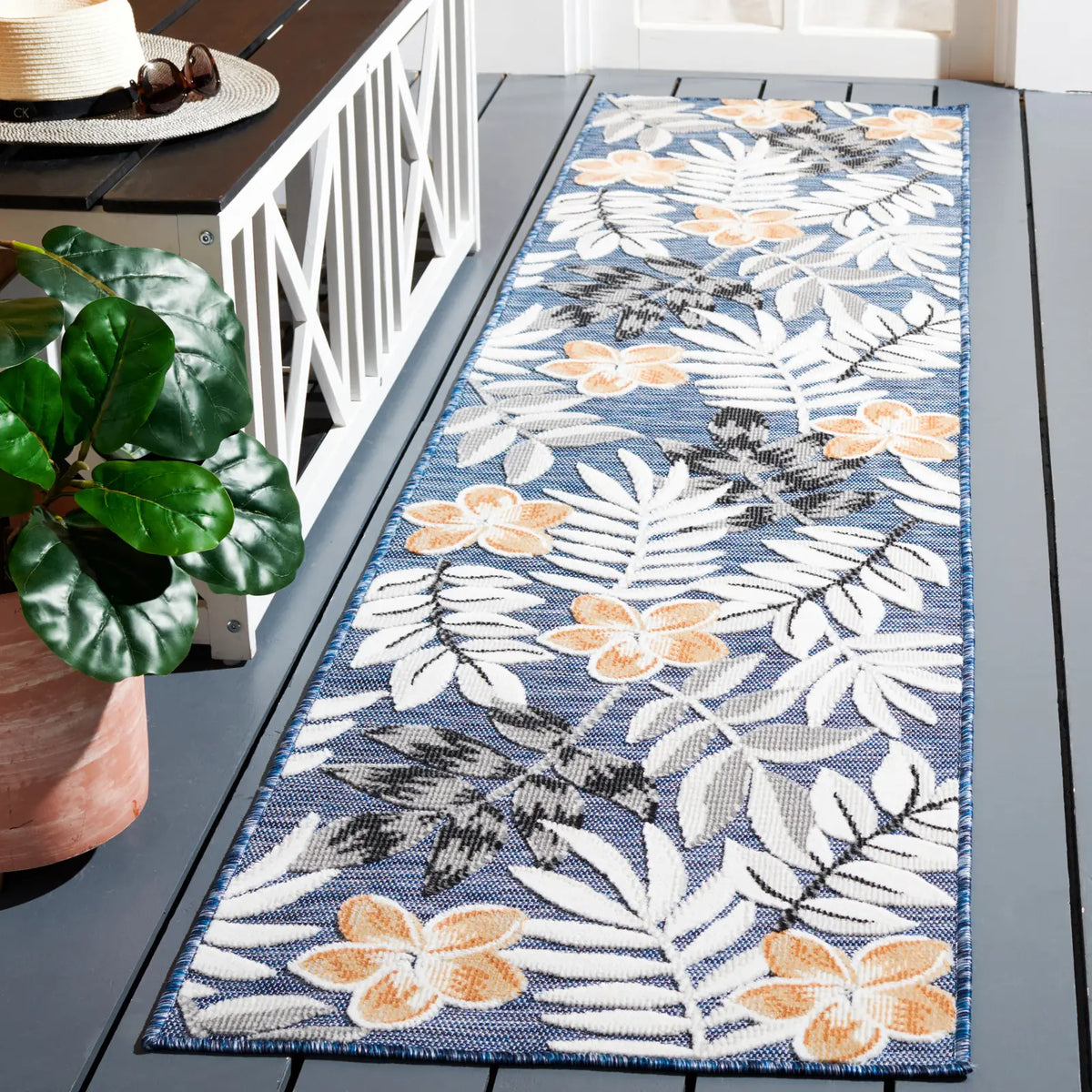 Safavieh Cabana 2'-0" x 10'-0" Rug in Blue / Grey