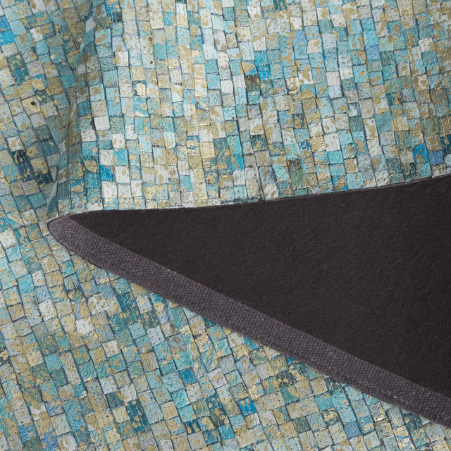 Safavieh Studio Leather 4'-0" x 6'-0" Rug in Turquoise / Gold