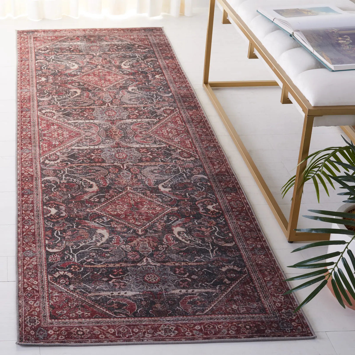 Safavieh Tucson 2'-6" x 8'-0" Rug in Dark Green / Rust