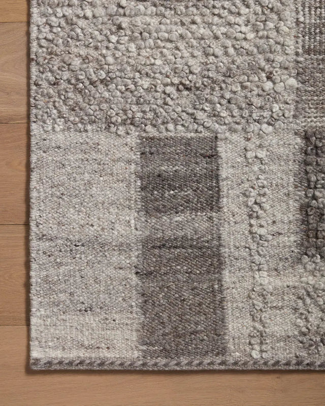 Loloi Manfred Man-01 Charcoal/Dove Rug - corner on wood