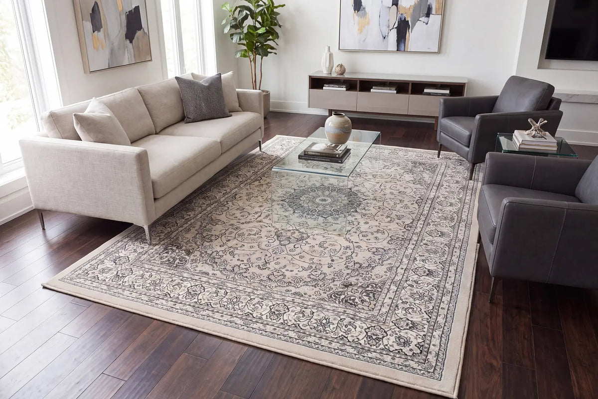 Dynamic Rugs Ancient Garden 57119 Soft Grey / Cream Rugs - Room