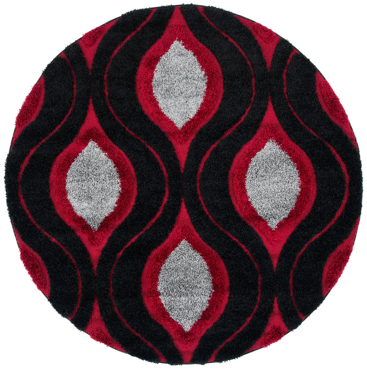 Safavieh Florida Shag 6'-7" x 6'-7" Rug in Black / Red