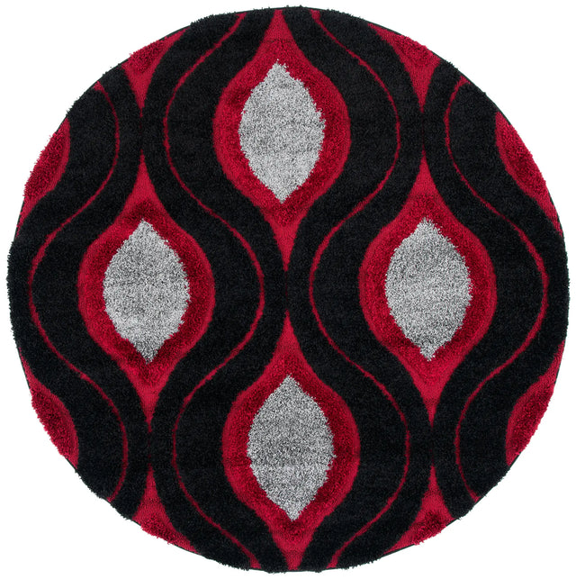 Safavieh Florida Shag 6'-7" x 6'-7" Rug in Black / Red