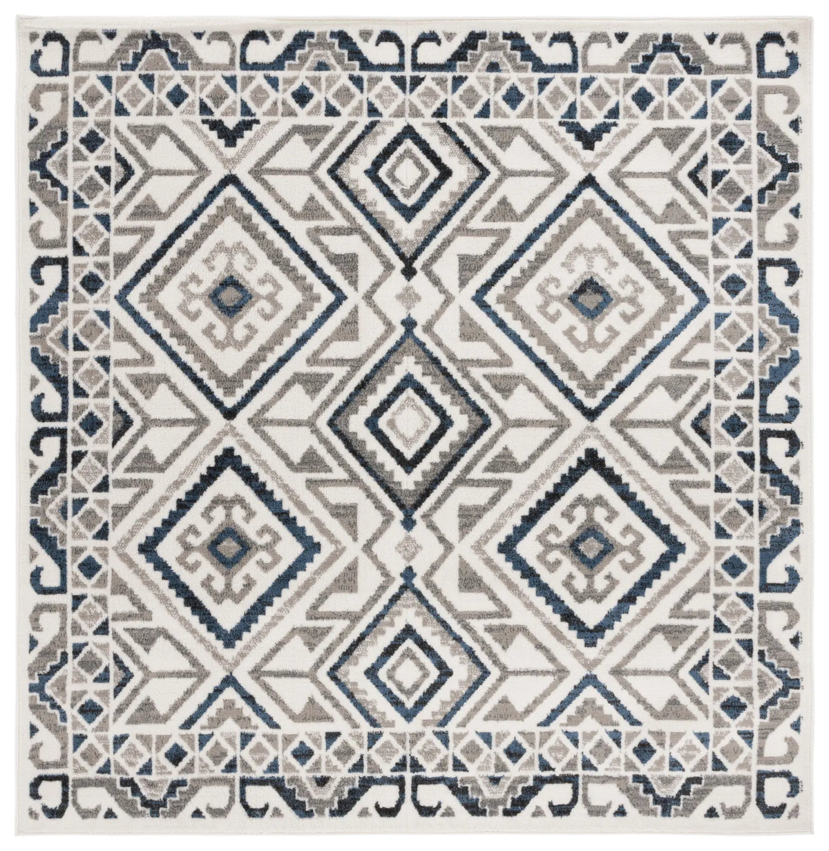 Safavieh Pyramid 6'-7" x 6'-7" Rug in Ivory / Grey Navy