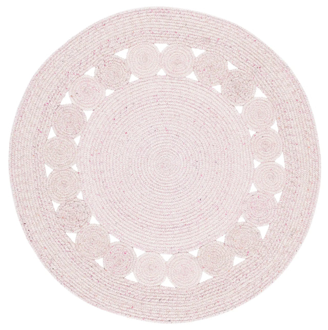 Safavieh Braided 3'-0" x 3'-0" Rug in Pink / Ivory