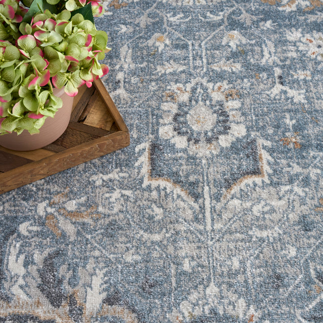 Nourison Astra Machine Washable ASW20 Machine Made Blue Rug