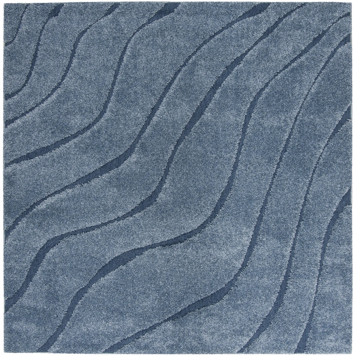 Safavieh Florida Shag 6'-7" x 6'-7" Rug in Light Blue / Blue
