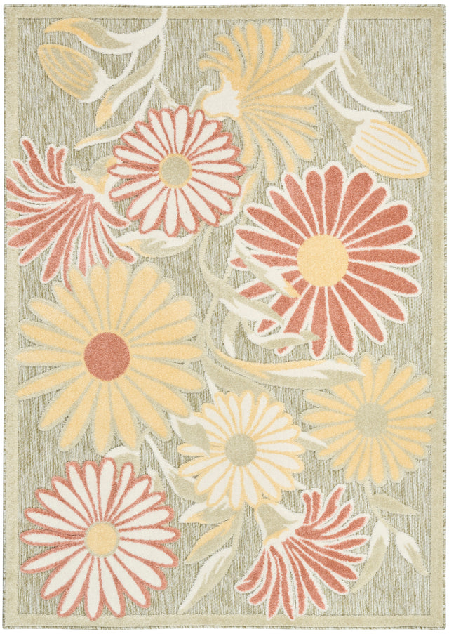 Nourison Aloha ALH33 Machine Made Sage, Rose Rug