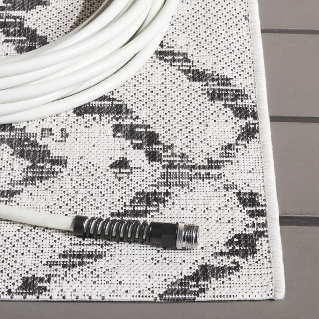 Safavieh Courtyard 4'-0" x 5'-7" Rug in Ivory / Black