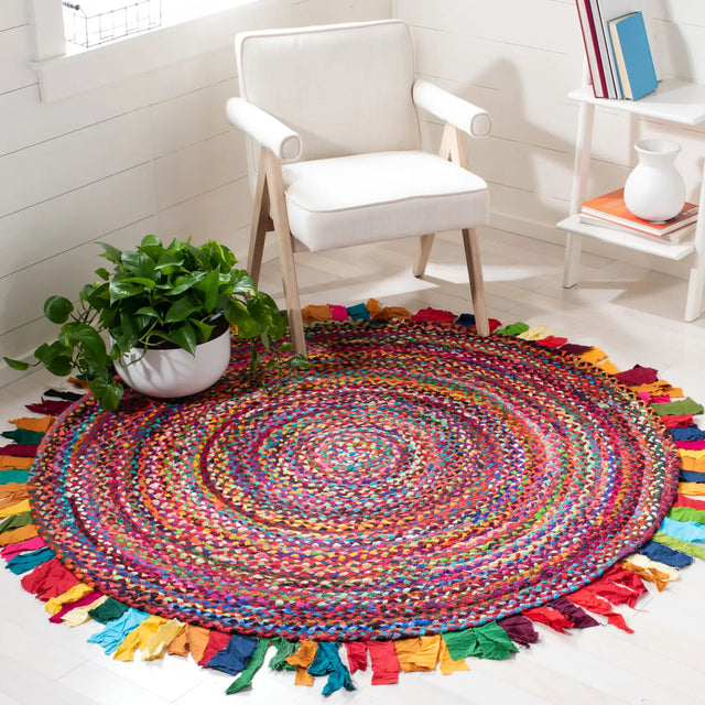 Safavieh Braided 5'-0" x 5'-0" Rug in Red / Multi