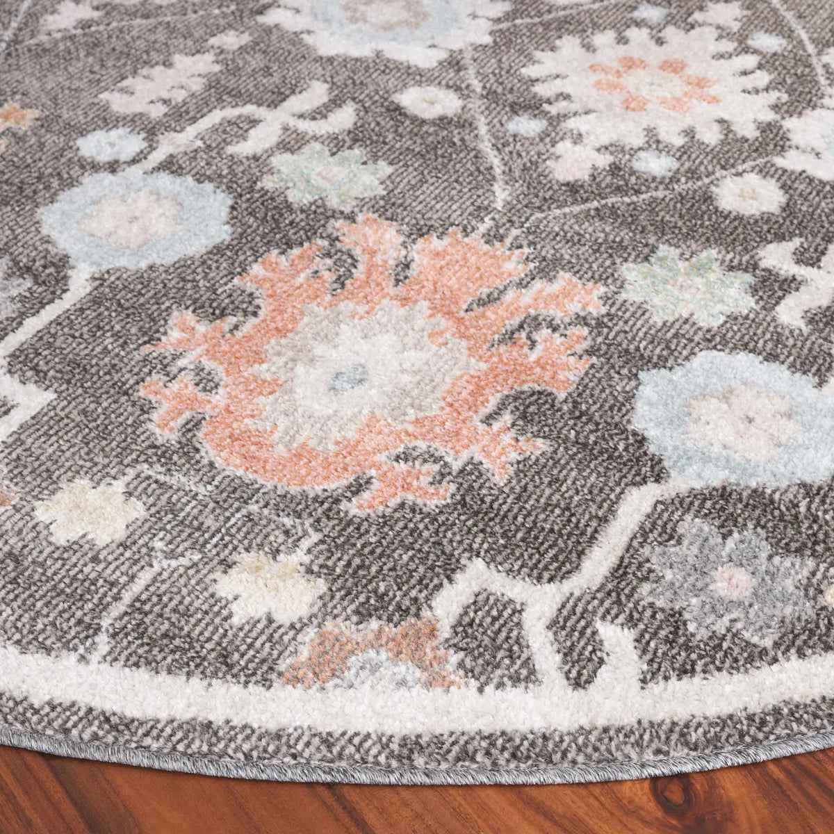 Safavieh Phoenix 500 6'-7" x 6'-7" Rug in Dark Grey / Ivory Blue