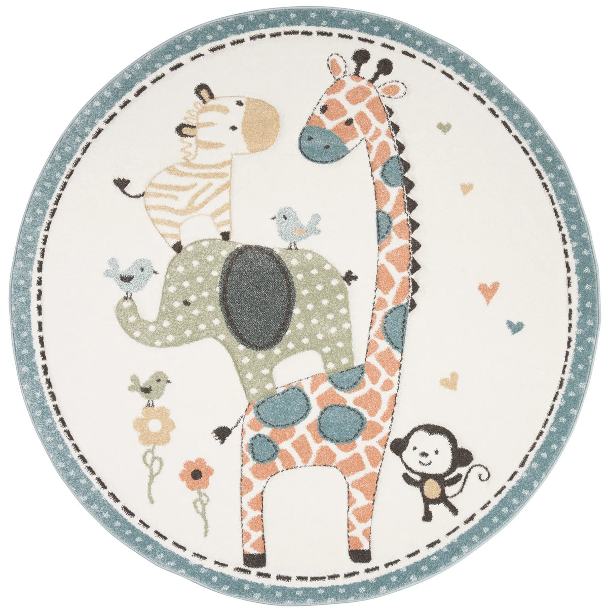 Safavieh Carousel Kids 100 5'-3" x 5'-3" Rug in Ivory