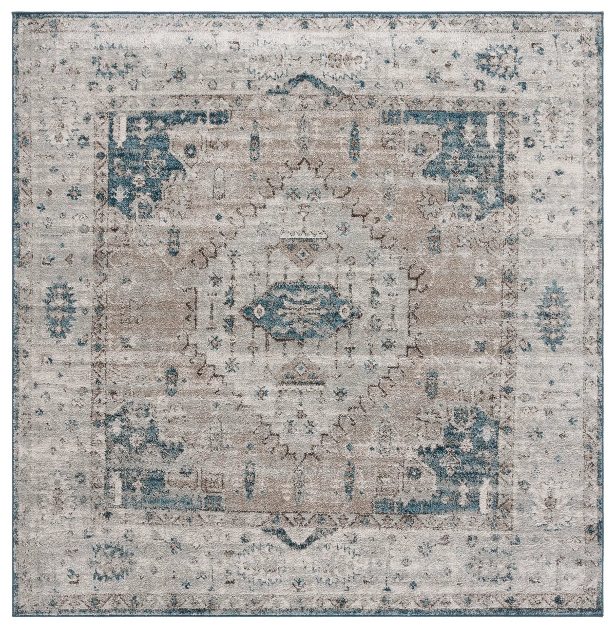 Safavieh Vintage Tabriz 6'-7" x 6'-7" Rug in Grey / Blue