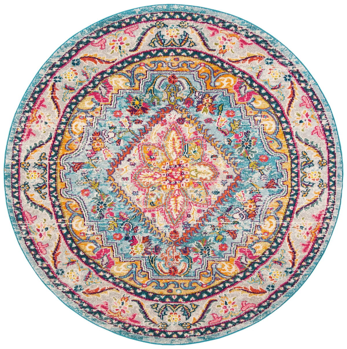 Safavieh Phoenix 100 5'-0" x 5'-0" Rug in Turquoise / Beige