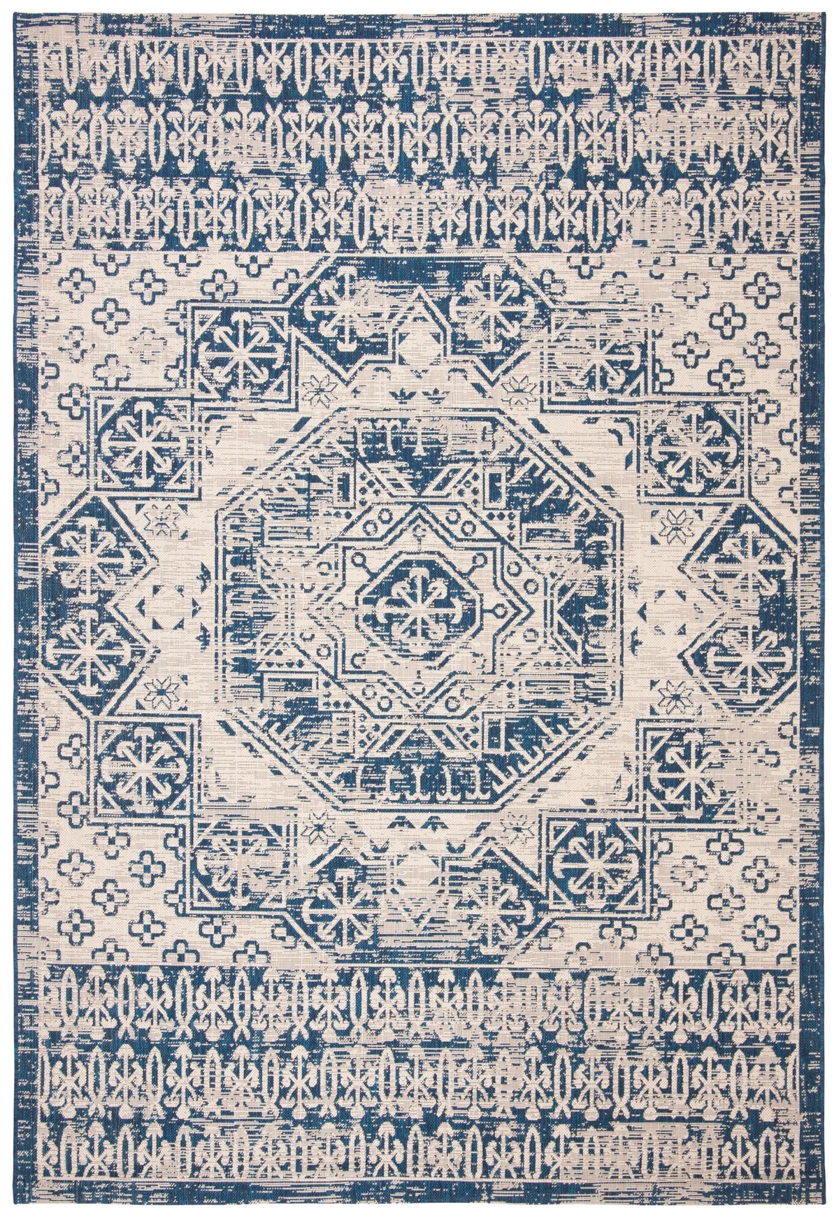 Safavieh Courtyard 6'-7" x 9'-6" Rug in Beige / Navy