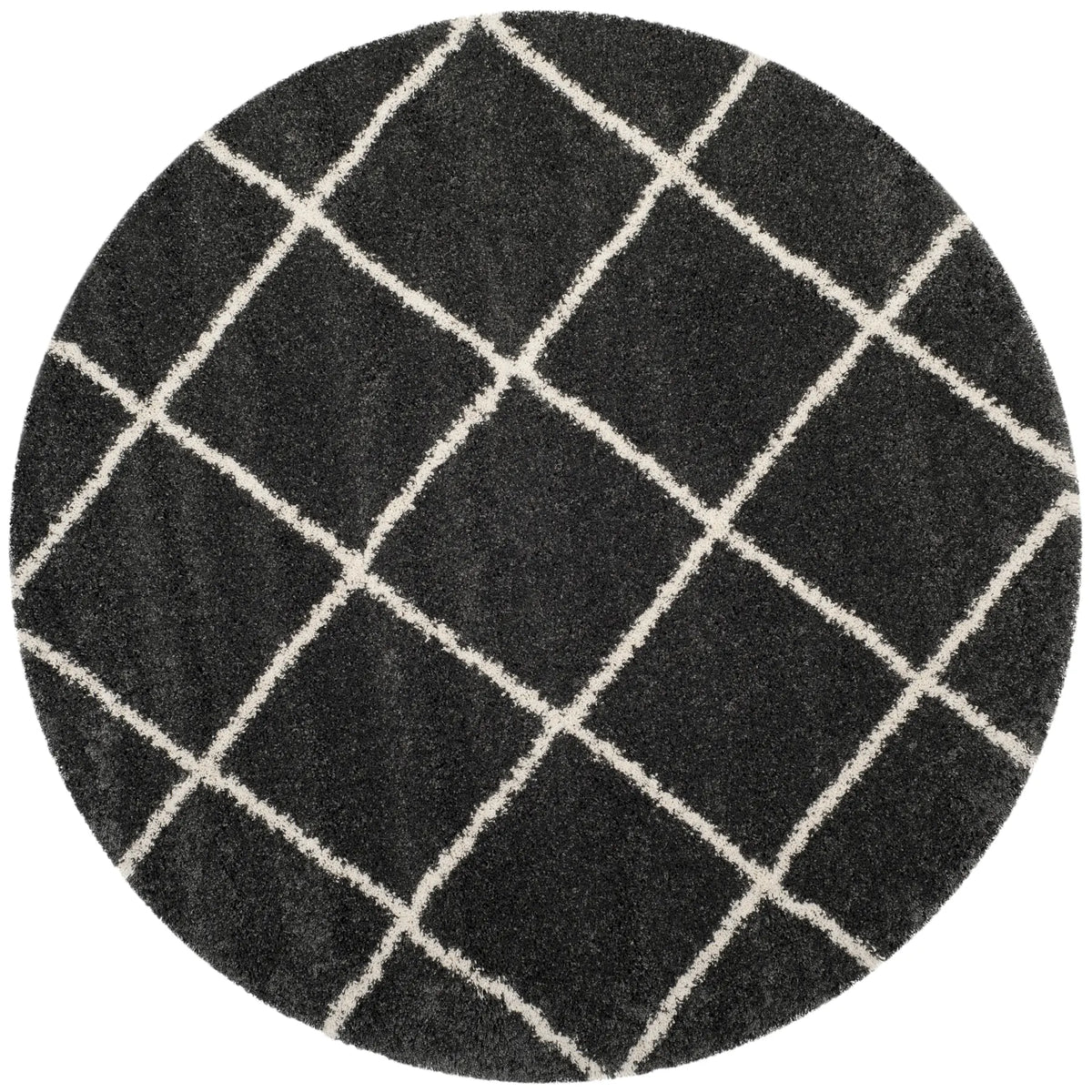 Safavieh Hudson Shag 5'-3" x 5'-3" Rug in Dark Grey / Ivory
