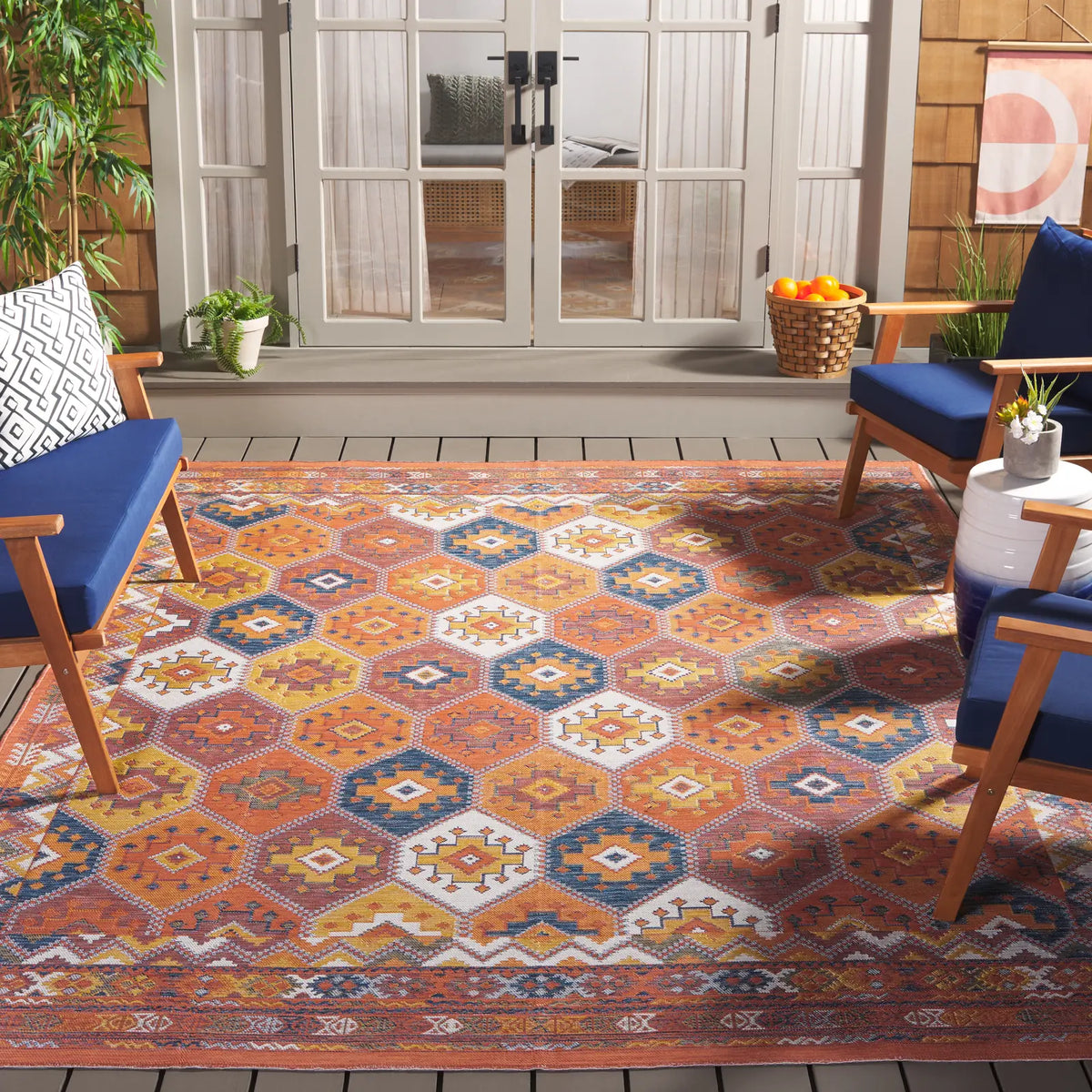 Safavieh Sunrise 8'-0" x 10'-0" Rug in Gold / Rust Blue