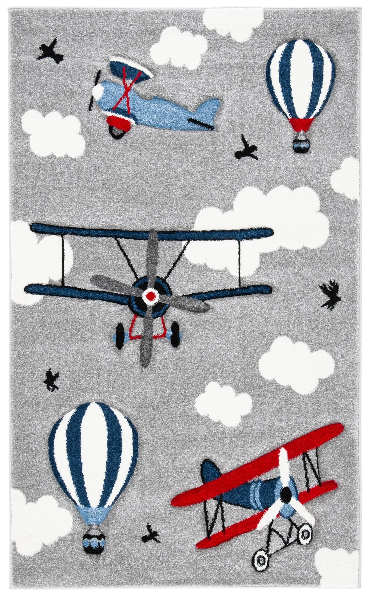 Safavieh Carousel Kids 100 3'-3" x 5'-3" Rug in Light Grey / Red