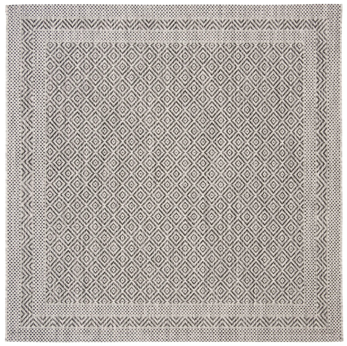 Safavieh Courtyard 6'-7" x 6'-7" Rug in Grey / Black