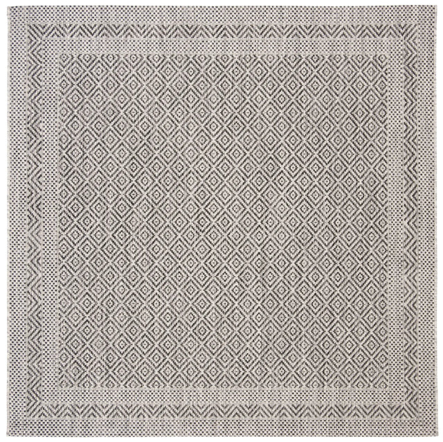 Safavieh Courtyard 6'-7" x 6'-7" Rug in Grey / Black