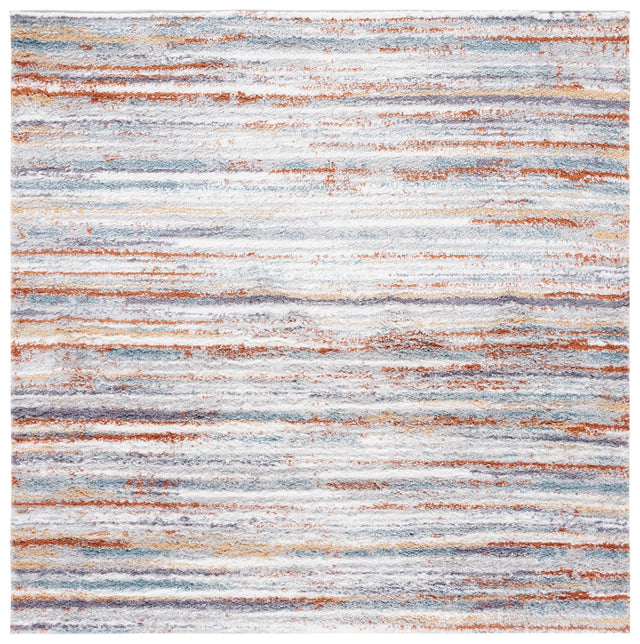 Safavieh Berber Shag 7'-0" x 7'-0" Rug in Blue Rust / Ivory