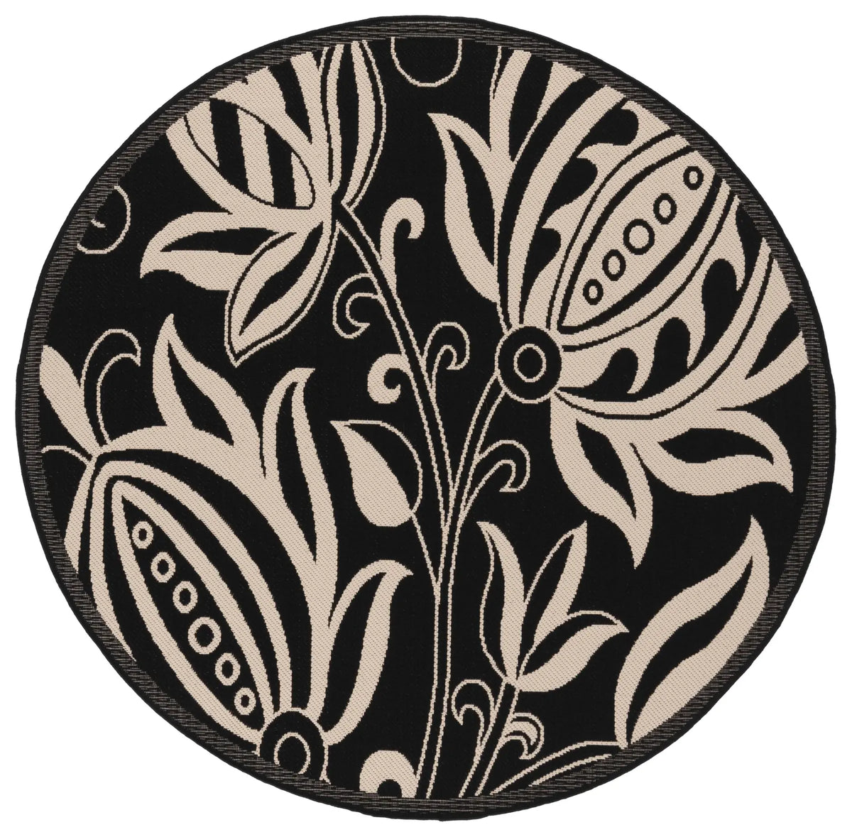 Safavieh Courtyard 5'-3" x 5'-3" Rug in Black / Sand