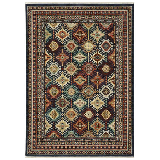 Oriental Weavers Lilihan 003B6 Navy/ Multi Rug - main flat
