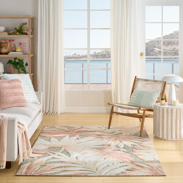 Nourison Aloha ALH43 Machine Made Sage, Rose Rug