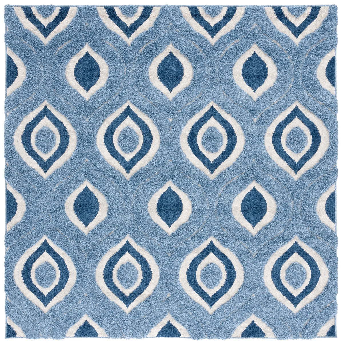 Safavieh Florida Shag 6'-7" x 6'-7" Rug in Blue / Ivory