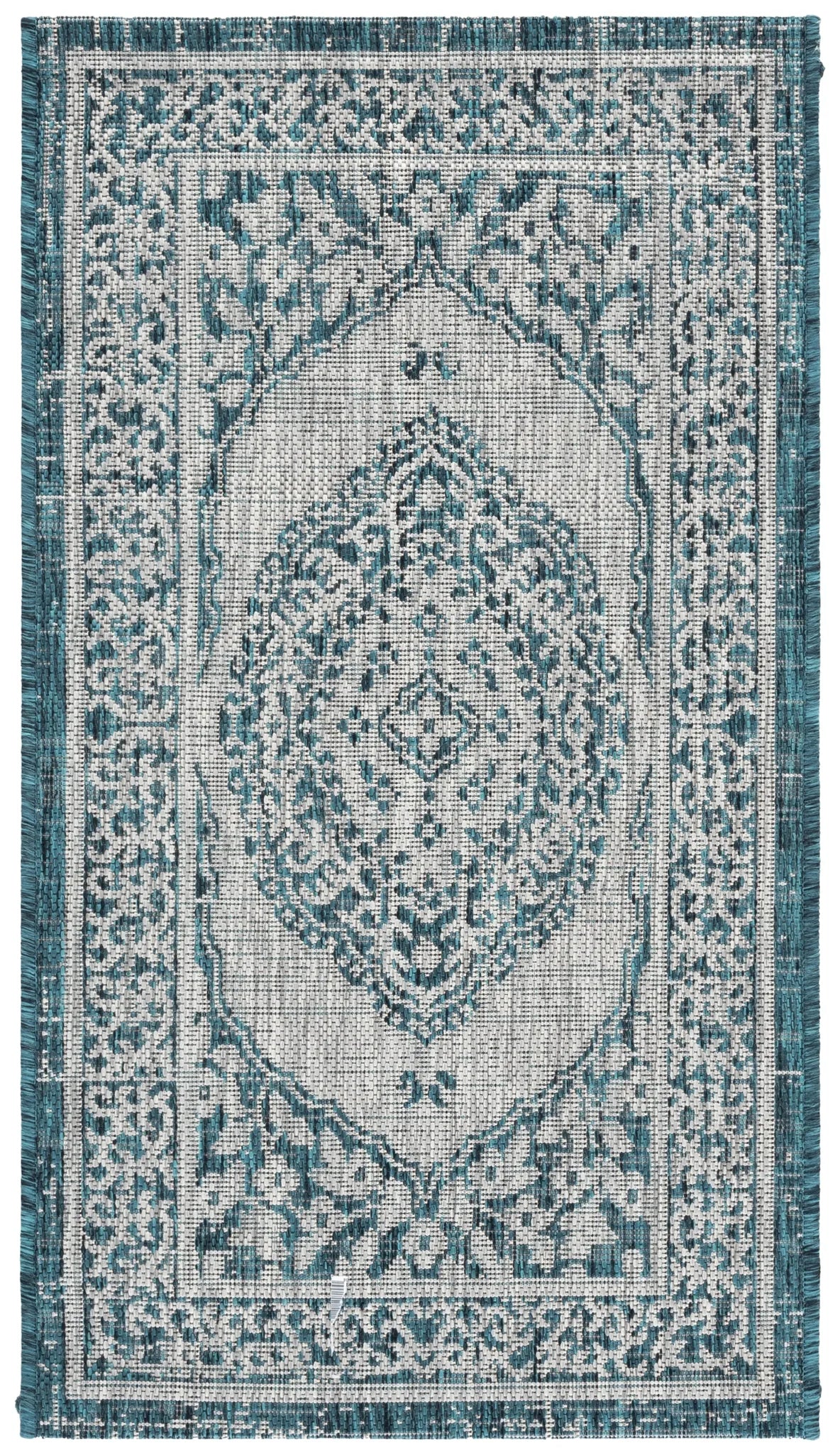 Safavieh Courtyard 2'-0" x 3'-7" Rug in Light Grey / Teal