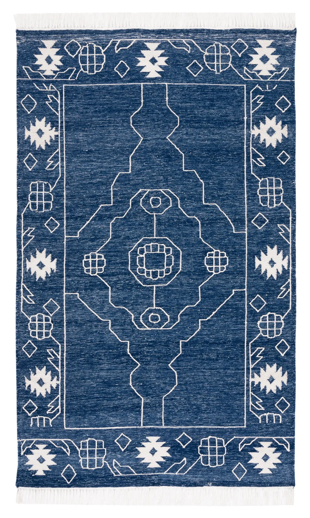 Safavieh Kilim 4'-0" x 6'-0" Rug in Navy / Ivory
