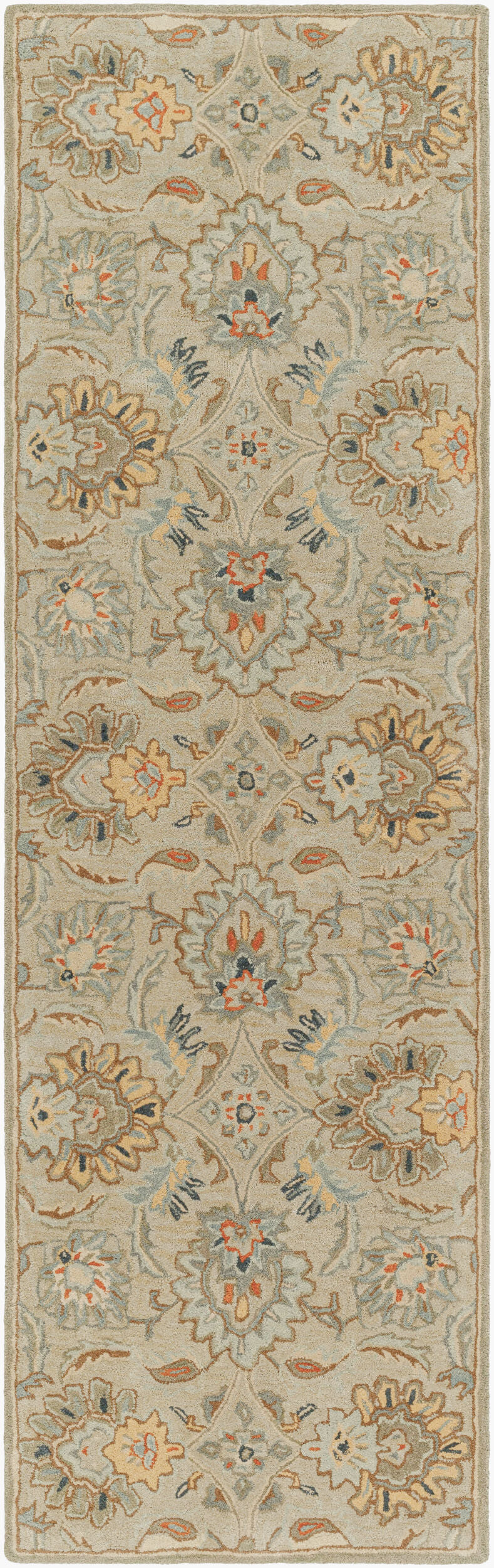Livabliss Caesar Cae-1227 Warm Grey, Slate Grey Taupe, Sage, Camel, Metallic - Silver Rug - runner flat view