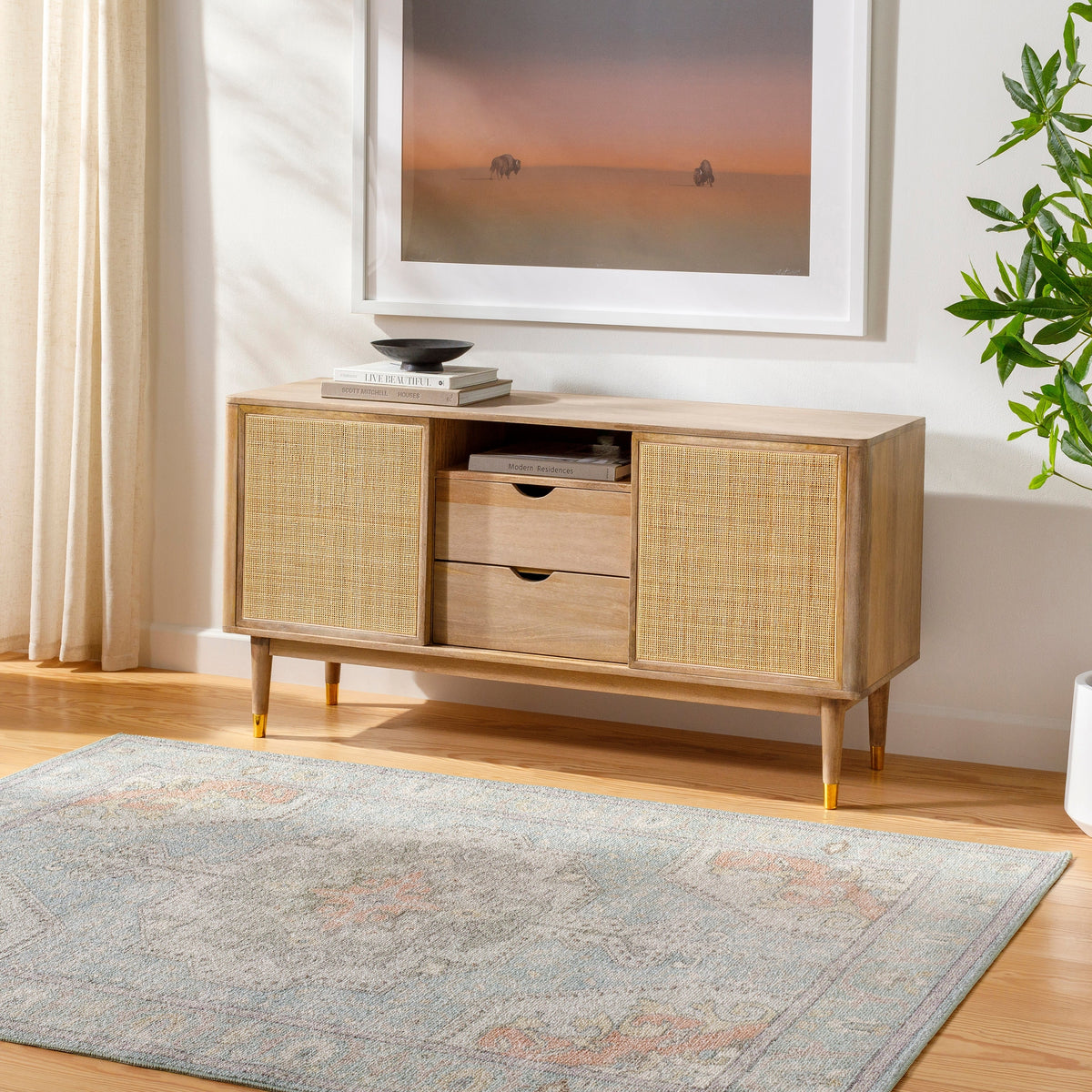Surya Calhoun Cah-2300 Denim, Slate, Gray, Light Beige, Plum, Light Brown Rug.