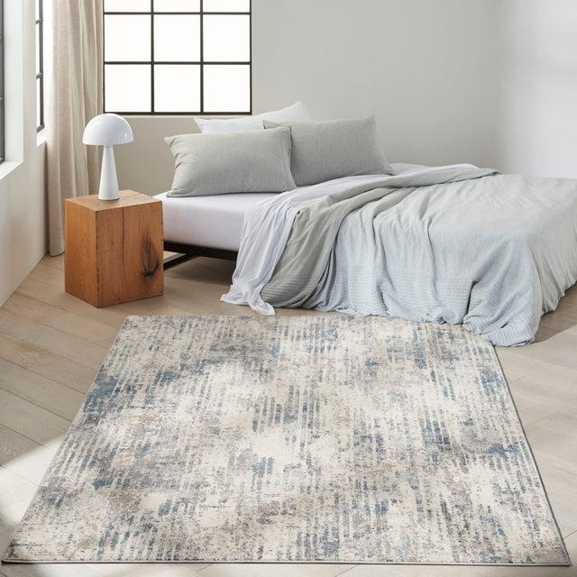 Calvin Klein Home Ck022 Infinity Ifn04 Ivory Grey Blue Rug.