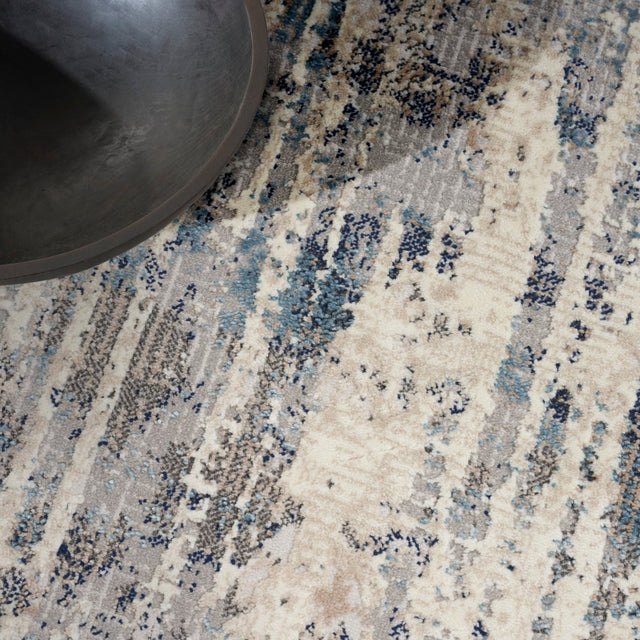 Calvin Klein Home Ck022 Infinity Ifn04 Ivory Grey Blue Rug.