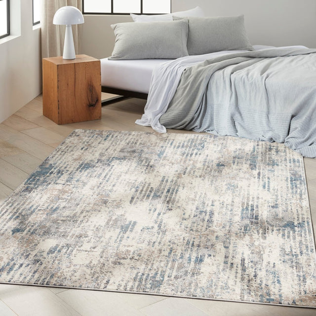 Calvin Klein Home Ck022 Infinity Ifn04 Ivory Grey Blue Rug.