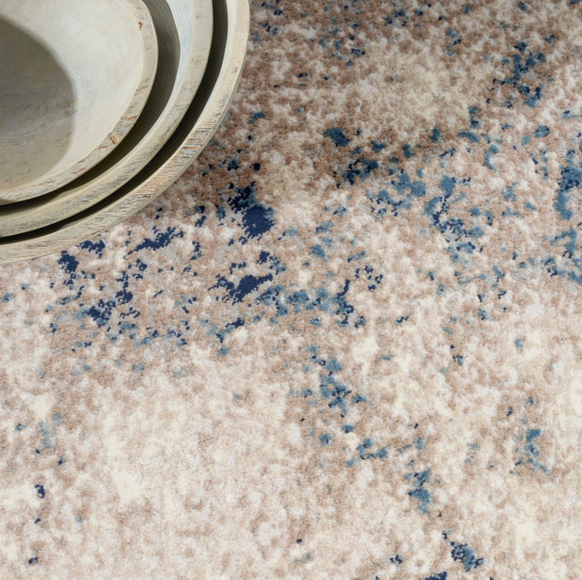 Calvin Klein Home Ck022 Infinity Ifn05 Ivory Grey Blue Rug.